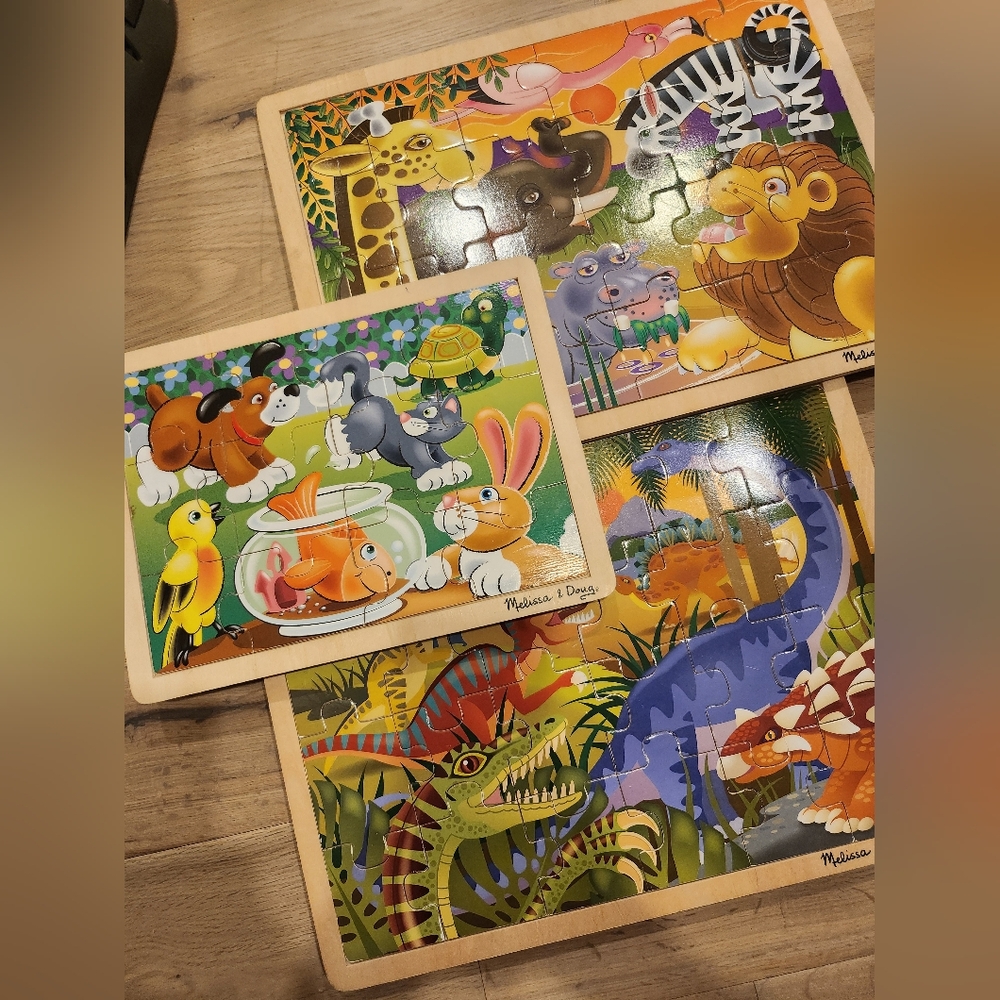 Melissa and doug wood puzzle lot